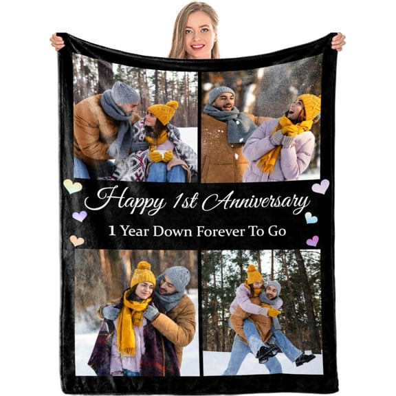 Personalized Fleece Throw Pictures Blanket for Family Friends Pets Custom Blankets with 1-9 Photo Collages for Mother's Father's Day Christmas Birthday as Souvenirs and Unique Gifts(30*40 in)