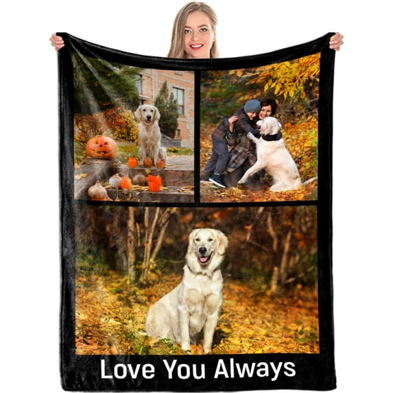 Personalized Fleece Throw Pictures Blanket for Family Friends Pets Custom Blankets with 1-9 Photo Collages for Mother's Father's Day Christmas Birthday as Souvenirs and Unique Gifts(50*60 in)