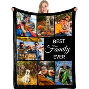 Personalized Fleece Throw Pictures Blanket for Family Friends Pets Custom Blankets with 1-9 Photo Collages for Mothers Fathers Day Christmas Birthday as Souvenirs and Unique Gifts30*40 in
