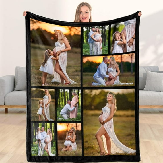 Personalized Fleece Throw Pictures Blanket for Family Friends Pets Custom Blankets with 1-9 Photo Collages for Mother's Father's Day Christmas Birthday as Souvenirs and Unique Gifts(50*60 in)