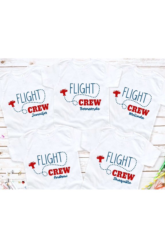 Personalized Flight Crew Shirt Custom Family 4th Of July Shirts Airplane Birthday Party Cu