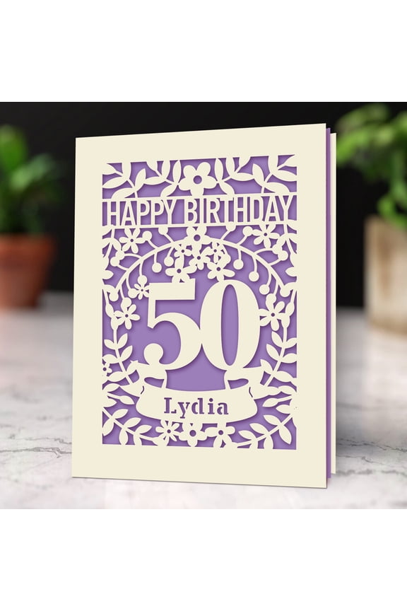Personalized Floral Birthday Card, Happy Birthday Greeting Card, Gift for Her Women Mom Grandma Wife Daughter Sister, Custom Any Name Any Age