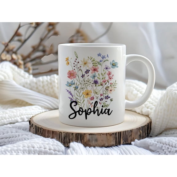Personalized Floral Coffee Mug, Custom Name Drinkware, Flower Design Cup, Aesthetic Floral Mug, Name Mug with Flowers – Message Me Your Details for Personalization