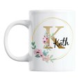 thumbnail image 1 of Personalized Floral Initial with Name White Ceramic Coffee & Tea Mug Cup (11oz), 1 of 3