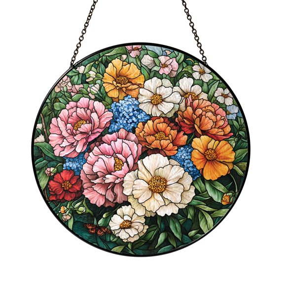 Personalized Floral Keepsake Suncatcher – Custom Window Hanging Decor
