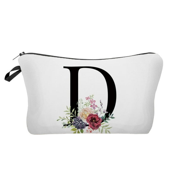 Personalized Floral Makeup Bag - Alphabet Initial Cosmetic Bag for Women, Perfect Gift for Friends, Moms, Bridesmaids