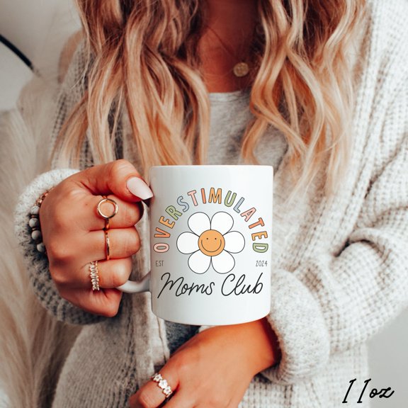 Personalized Floral Mommy Mug, Overstimulated Moms Club, New Mom Gift Ideas, New Parent Gift, Boho Wildflowers Tea Mug, Mothers Day Gift