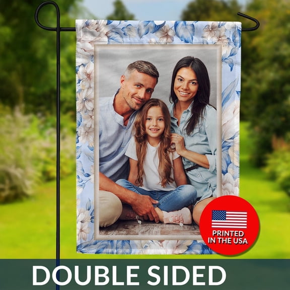 Personalized Floral Photo Garden Flag Custom Message DoubleSided
