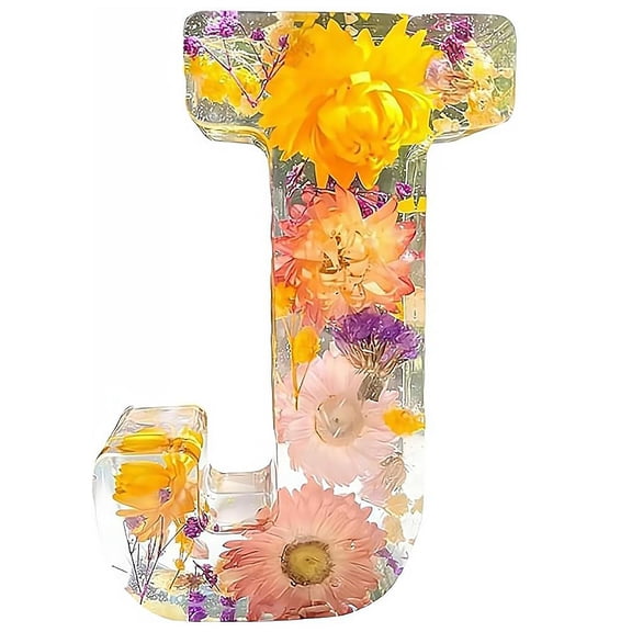 Personalized Floral Resin Night Light - Handmade Pressed Flower Letter Lamp with LED, Custom Name Light for Home Decor & Gifts