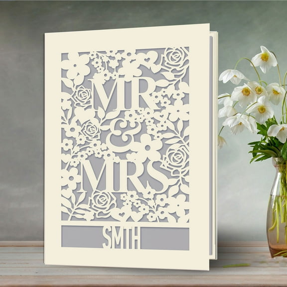 Personalized Floral Wedding Card, Mr & Mrs Wedding Congratulations Card,Well Wishes for the Bride and Groom