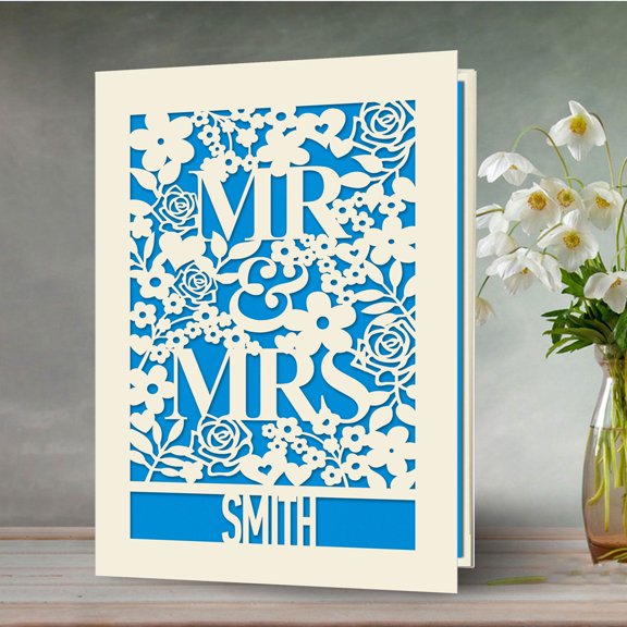 Personalized Floral Wedding Card, Mr & Mrs Wedding Congratulations Card,Well Wishes for the Bride and Groom