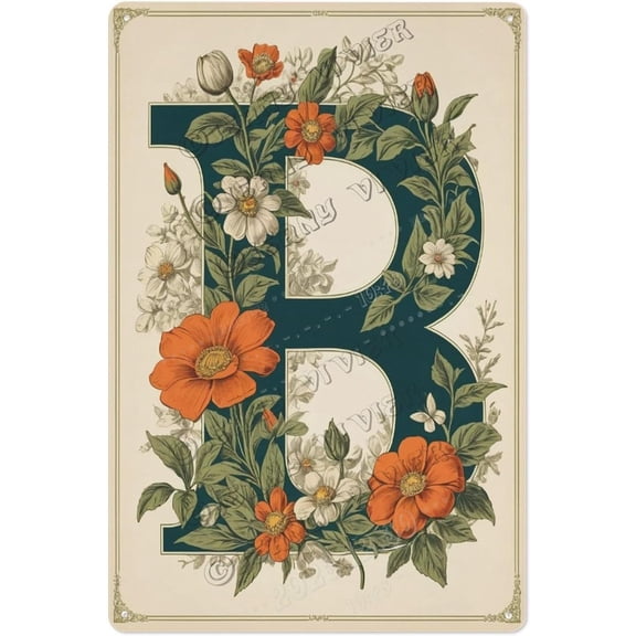 Personalized Flower Letter 'B' Wall Art Elegant Home Decor, Perfect for Rooms, Showers, Gift Ideas for Loved Ones 8x12 inch