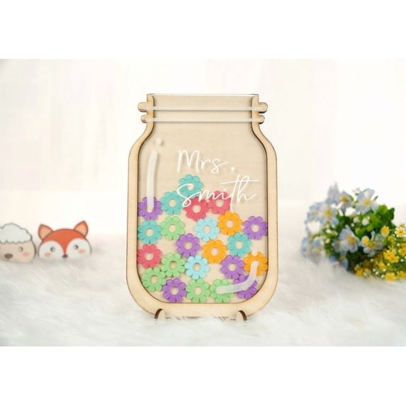 Personalized Flower Reward Jar for Kids, Pastel Flower Token Incentive Jar, Classroom Behavior Motivation Tool, Teacher Gift and Kindness Reward System