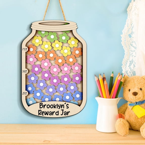Personalized Flower Reward Jar for Kids, Magnetic Token Behavior Chart, Custom Name Incentive System, Classroom & Home Reward Tracker