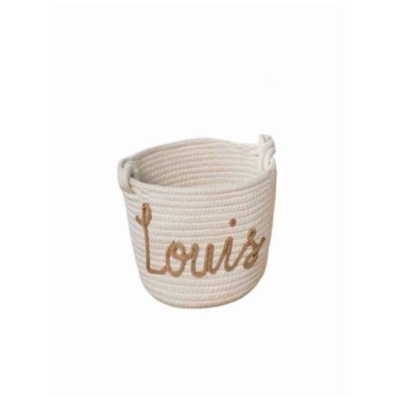 Personalized Flowers Design Baby Rope Name Basket - Customizable Newborn Gift. Crafted From Fine - Spun Rope, Offers Durable Storage.,Brown