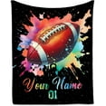 thumbnail image 1 of Personalized Football Blanket, Custom Football Gifts for Boys Men, Lightweight Flannel Throw Blanket Team Player, Sport Theme Football Room Decor for Bed Couch Living Room (Colorful, 60x80 Inch), 1 of 1