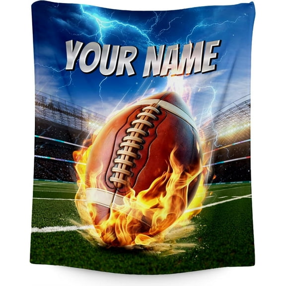 Personalized Football Blanket Gifts - 30x40 Inches Small Plush Blanket for Boys Kids - Custom Sports Football Gift Room Decorations for Football Players - Soft Flannel Throw Blanket for Sofa