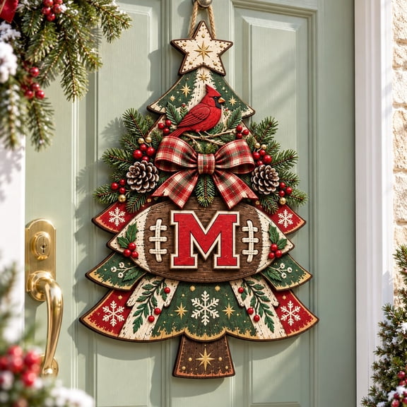 Personalized Football Door Sign, Custom Initial Porch Decor for Football Moms