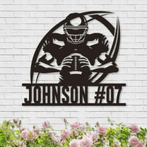 Personalized Football Metal Sign, Metal Wall Art Custom Name Sign, American Football Player Hanging Sign Outdoor Porch Welcome, Metal Sports Sign Modern Football, Birthday Signs Boy Gift(10inches)