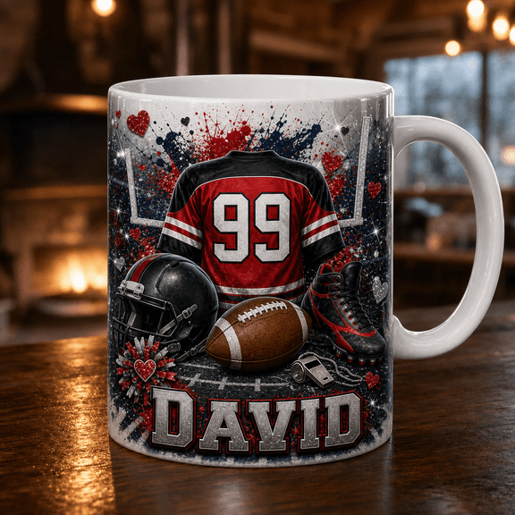 Personalized Football Mom Mug Custom Name Jersey Number Sports Team Gift