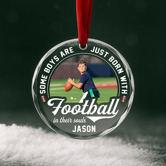 Personalized Football Ornament Custom Photo & Name | Sports Christmas Ornament for Boys, Athletes, Coaches, or Team Gifts