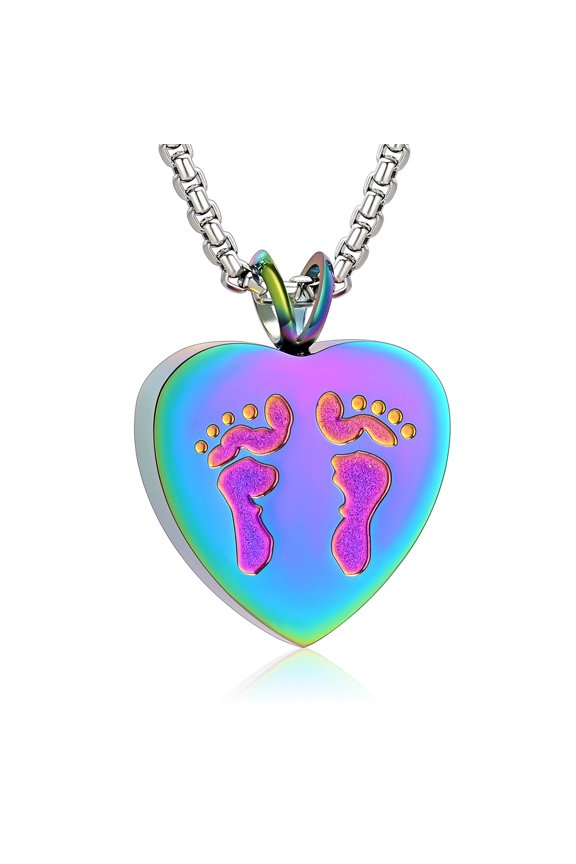 Personalized Footprint Cremation Urn Pendant Necklace for Ashes Heart Mini Urns Jewelry to Holder Ashes Footprint Memorial Keepsake Gifts