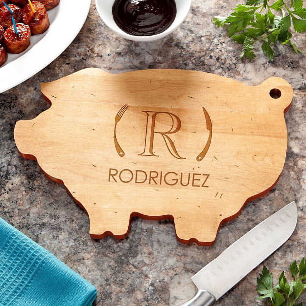 Personalized Fork and Knife Pig Cutting Board