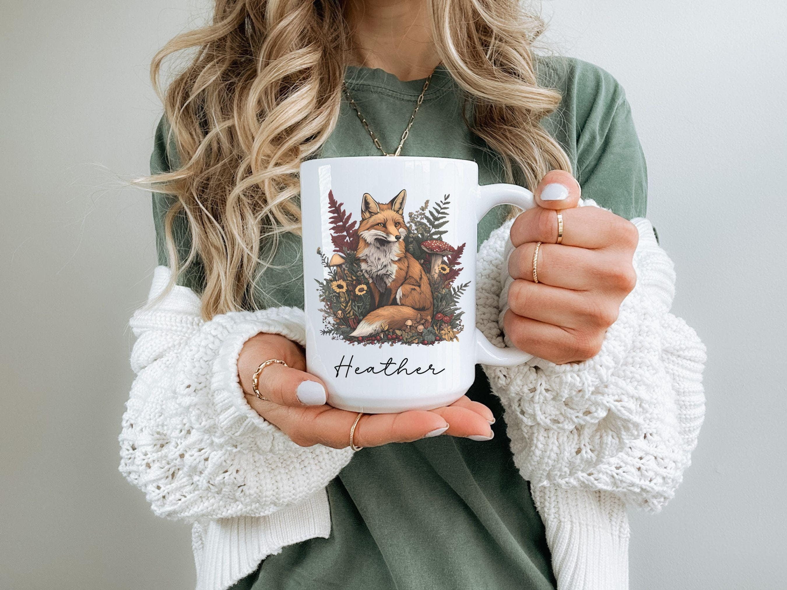 Personalized Fox Mug Custom Cottagecore/Forestcore Coffee Cup, Fox Tea ...