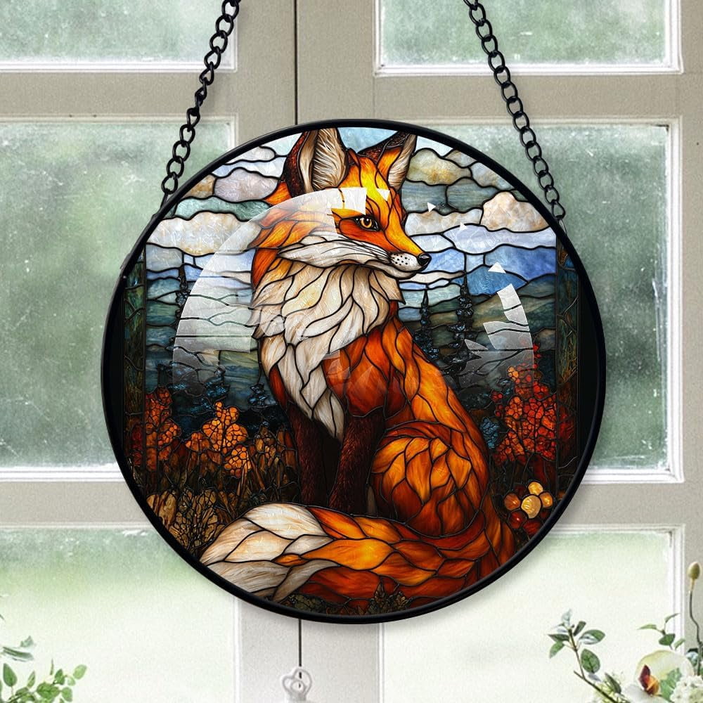 Personalized Fox Suncatcher Stained Glass, Fox Gifts for Women, Fox for ...