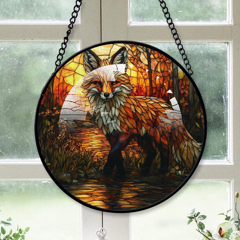 Personalized Fox Suncatcher Stained Glass, Fox Gifts for Women, Fox for ...