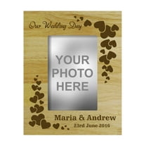 Personalized Frame Wedding Day Wood Engraved Picture Frame - 4 x 6 Inches Horizontal