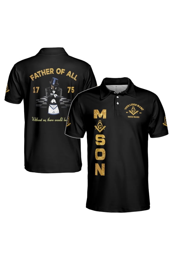 Personalized Freemason Father Of All Golden Line Men's Polo Shirt S-5XL