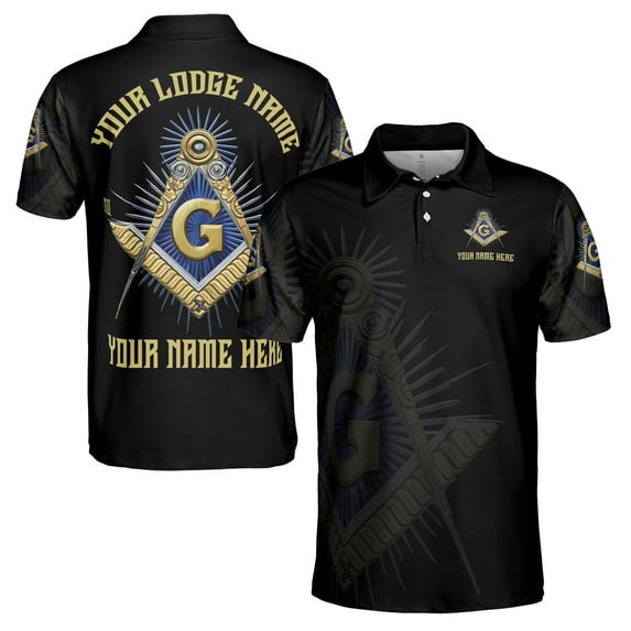 Personalized Freemasonry Master Mason Golden Men's Polo Shirt S-5XL