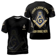 Personalized Freemasonry Master Mason Golden Mens T-shirt S-5XL