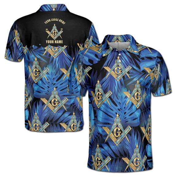 Personalized Freemasonry Master Mason Tropical Palm Tree Men's Polo Shirt S-5XL