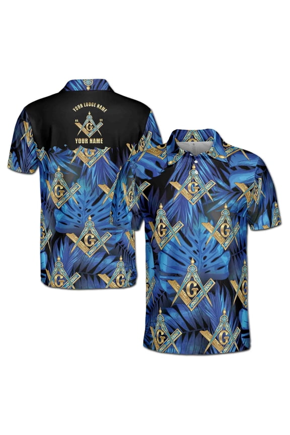 Personalized Freemasonry Master Mason Tropical Palm Tree Men's Polo Shirt S-5XL