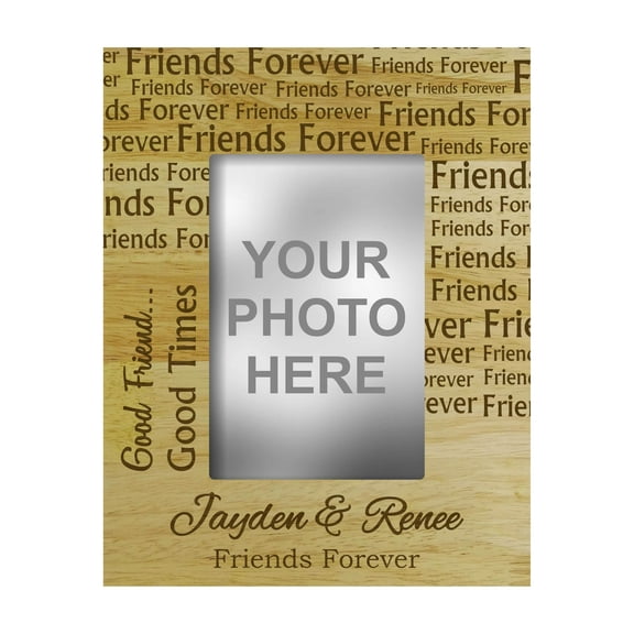 Personalized Friends Forever Engraved Wood Picture Frame With Names - 4 x 6 Inches Horizontal Friendship Day Gift