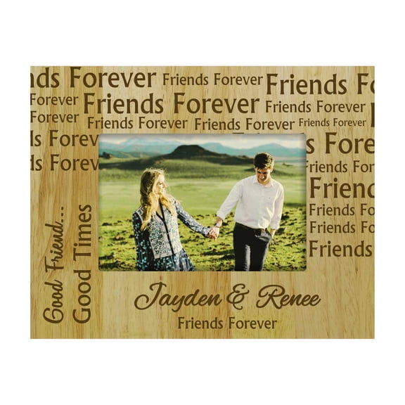 Personalized Friends Forever Engraved Wood Picture Frame With Names - 5 x 7 Inches Horizontal Friendship Day Gift