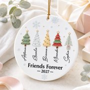 Personalized Friends Forever Ornament 2025, Custom Names Christmas Tree Keepsake, Best Friends Xmas Ceramic Decoration Gift, Besties Gift
