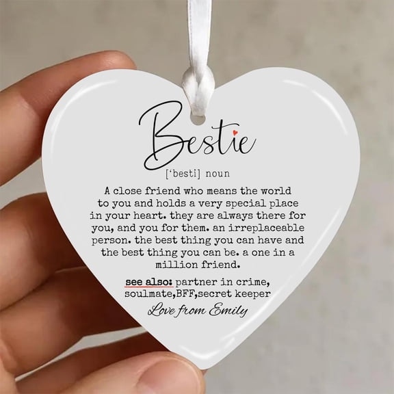 Personalized Friendship Ceramic Ornament Flat 2D Printed, Custom Gift Besties for Close Friends, Best Friend Keepsake, Friends Forever Decoration