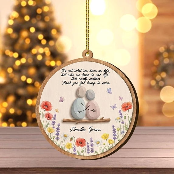 Personalized Friendship Thank You Ceramic Ornament Flat 2D Printed Round Gift For Bestie
