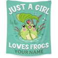 thumbnail image 1 of Personalized Frog Blanket - Soft Fuzzy Throw Blankets for Girls - 40"x50" Small Size Blanket for Bed & Couch - Green Cute Throws Gifts, 1 of 6