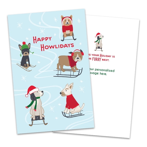 Personalized Funny Dog Pun Folded All Holiday Greeting Card