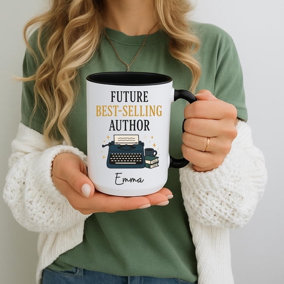 Personalized Future Best-Selling Author Mug, Custom Writer Gift, Novelty Coffee Cup, Book Lover Tea Cup, Author Quote Mug, 11oz 15oz 20oz
