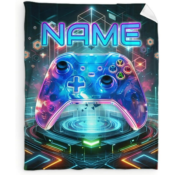 Personalized Gaming Throw Blanket - 60x50 Inches Throw Size Blanket for Teens, Boys - Cozy Comfortable Gamepad Blankets for Bed, Couch - Gamer Accessories for Boys Room