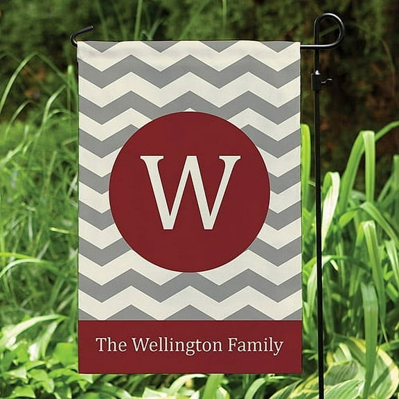 Personalized Garden Flag, Chevron Wine Family Name