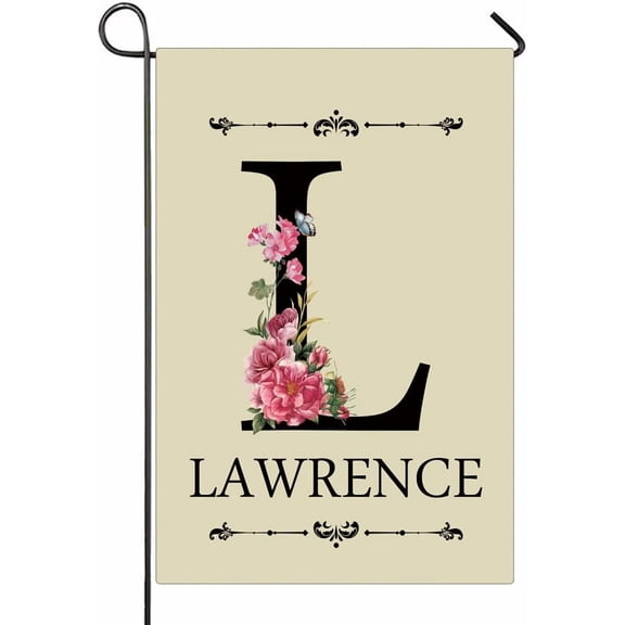 Personalized Garden Flag, Custom Welcome Home Flag Family Name with Initial Letter Flowers Monogram Decorative for Yard Lawn Outdoor, Double Sided House Flag 12 x 18 Inch