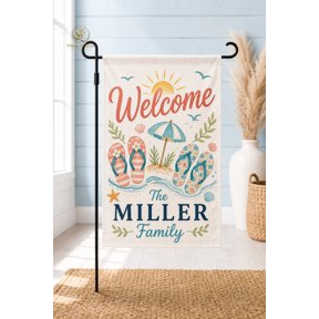 Personalized Garden Flag Summer Flip Flop Custom Name Porch Decor