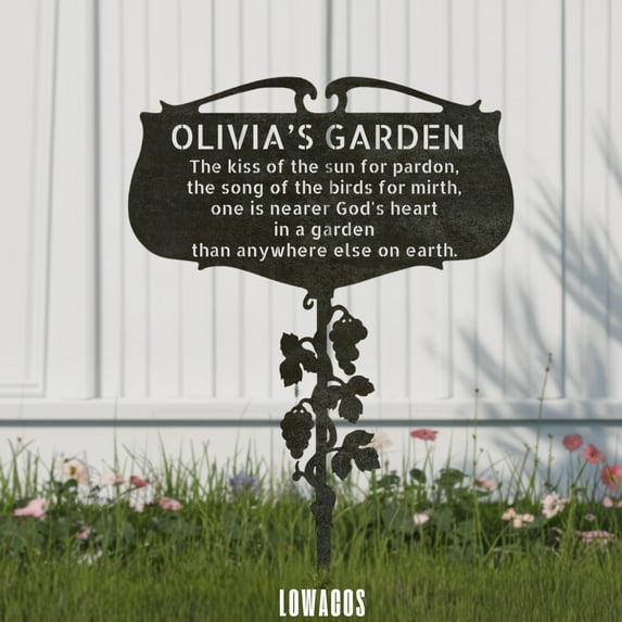 Personalized Garden Metal Sign–Custom Outdoor Stake with "The Kiss of the Sun" Poem–Weatherproof Steel for Yard, Patio, or Memorial Gardens–Unique Housewarming Gift for Nature Lovers & Homeowners
