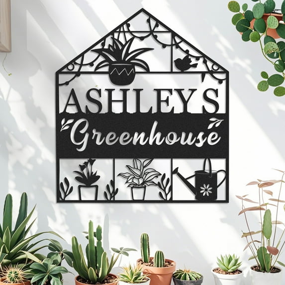 Personalized Garden Sign, Custom Metal Name Sign, Greenhouse Decor, Garden Wall Decor for Outside, Metal Yard Art, Garden Decor Signs, Backyard Decor, Gardening Decor Gifts for Gardeners(10inches)